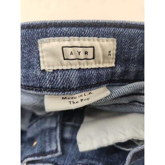 AYR Jeans Size 28 The Pop Straight Ankle Jeans 9" Rise 'Flaw' Frayed Crotch Pics - Picture 11 of 15